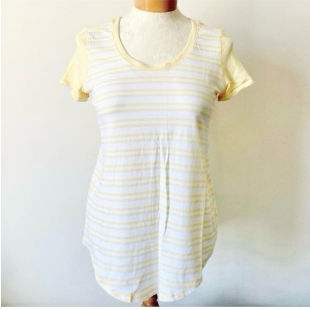 Lululemon Serene Short Sleeve Tee Yellow & White Stripe Women’s Size 6